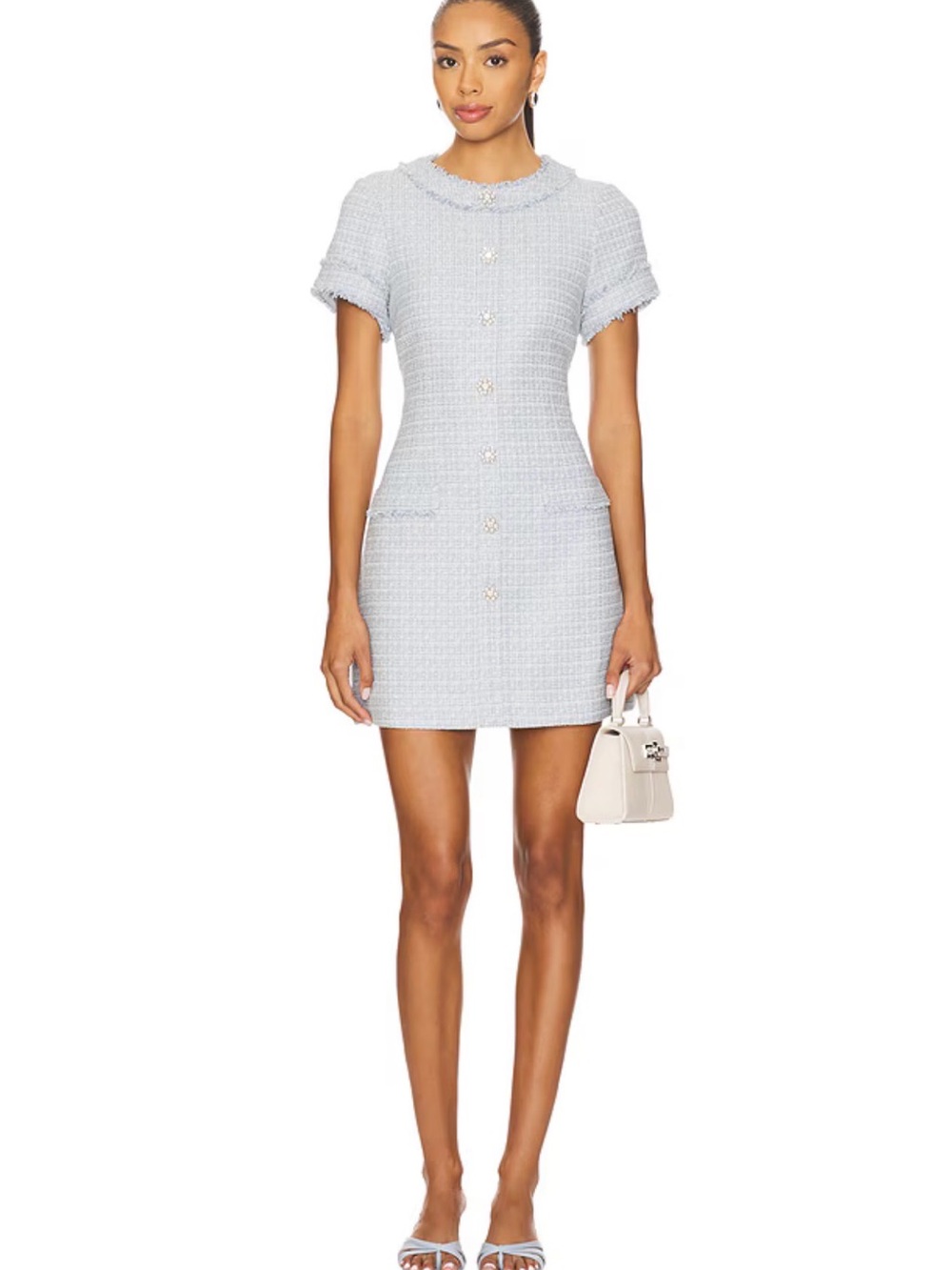 LIKELY Light Blue Tweed Shift Dress